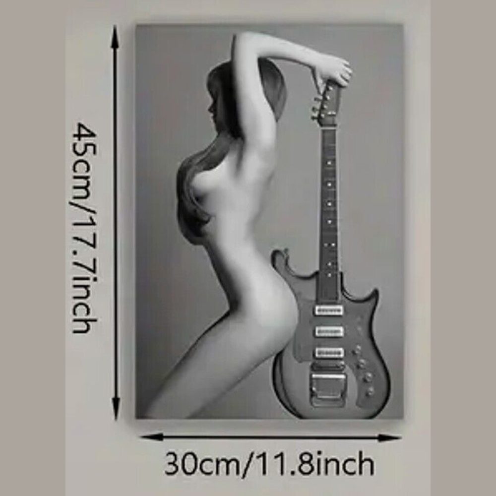 Modern Art Nude Woman With Her Guitar Canvas Print 11.8" x 15.7" Stunning! NEW! Home & Garden:Home Décor:Posters & Prints Style Your Walls